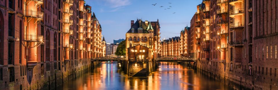 Wasserschloss in der Speicherstadt in Hamburg