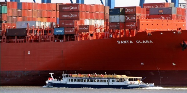 Harbour boat cruise in the container ports of Hamburg, Germany